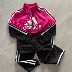 Youth Adidas Fuchsia and Black Athletic Set